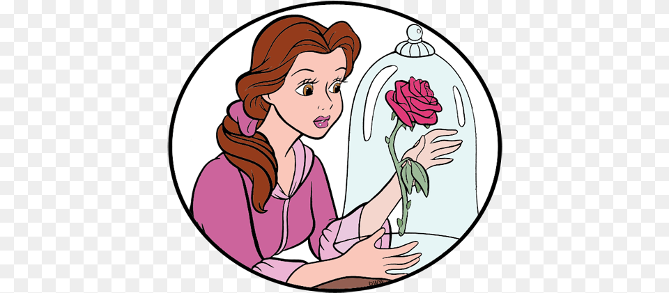 Enchanted Disney Clipart 41 Photos Cartoon Belle Rose, Smelling, Person, Head, Face Free Png