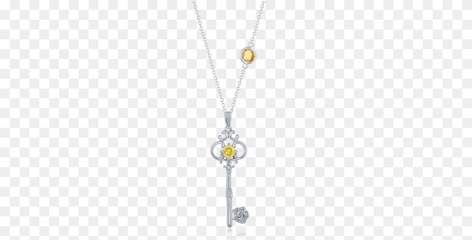 Enchanted Disney Key Pendant With 2 Stone Genuine Round Enchanted Disney Belle39s Key Citrine And Sterling Silver, Accessories, Jewelry, Necklace, Diamond Png