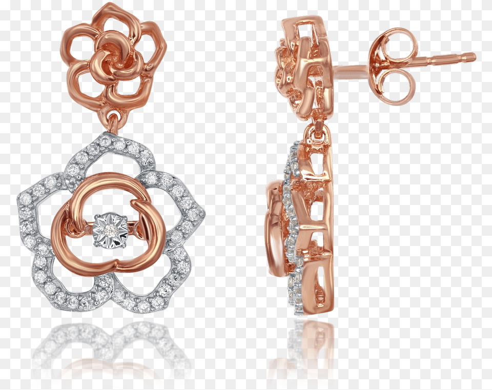 Enchanted Disney39s Belle 14kt Rose Gold Diamond Rose Enchanted Disney Belle39s Rose Diamond And Rose Gold, Accessories, Earring, Jewelry, Gemstone Free Png