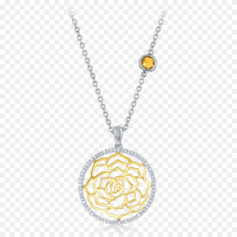 Enchanted Disneys Belle Two Tone Gold Citrine And Diamond, Accessories, Jewelry, Necklace, Pendant Png Image