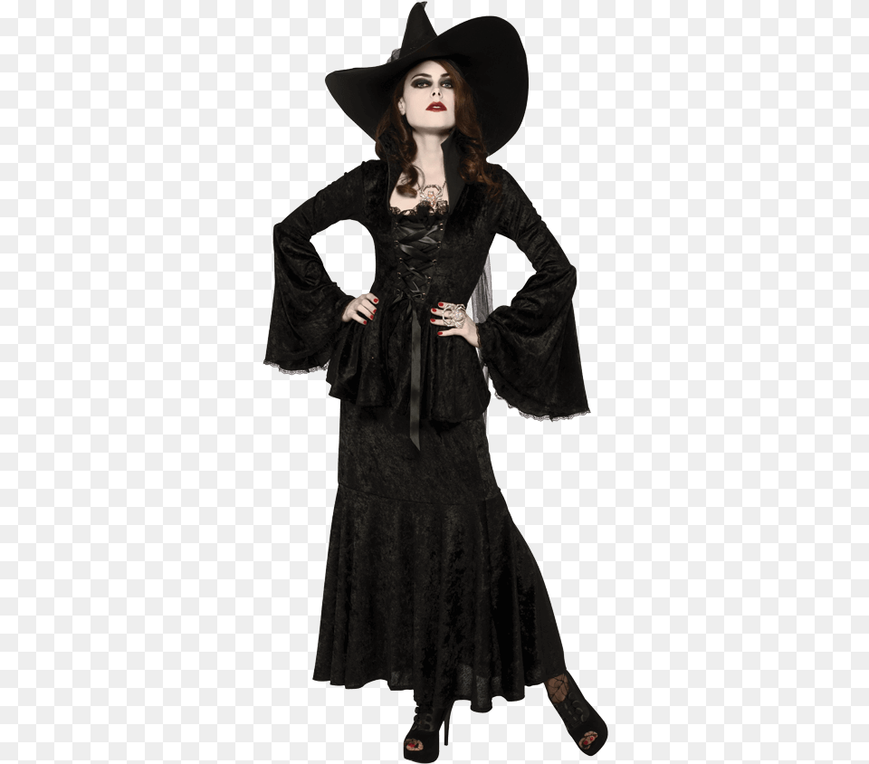 Enchantress Hat Velvet Witch Dress Adult, Sleeve, Person, Long Sleeve, Woman Free Transparent Png
