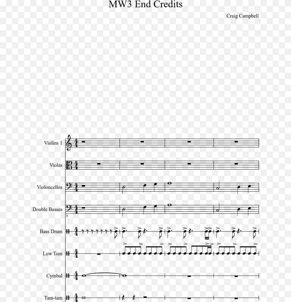 End Credits Sheet Music Composed By Craig Campbell Sheet Music, Gray Png