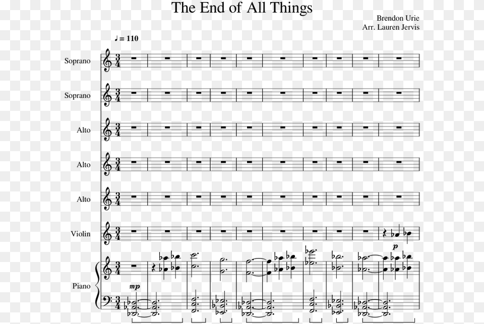 End Of All Things Sheet Music, Gray Png Image
