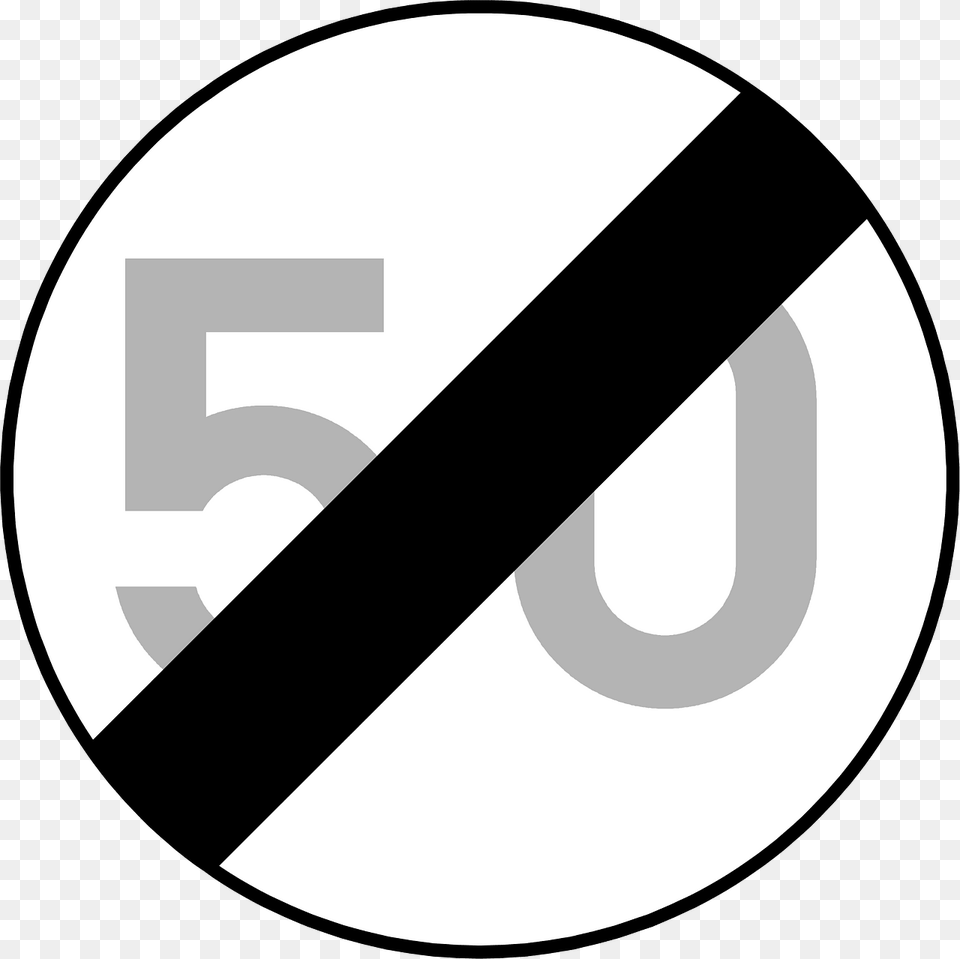 End Of Maximum Speed Limit Sign In Belgium Clipart, Symbol, Disk Png