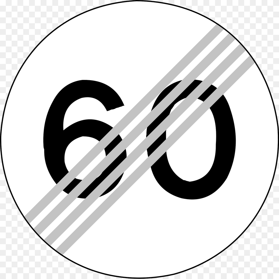 End Of Maximum Speed Limit Sign In Greece Clipart, Symbol, Disk Free Png Download