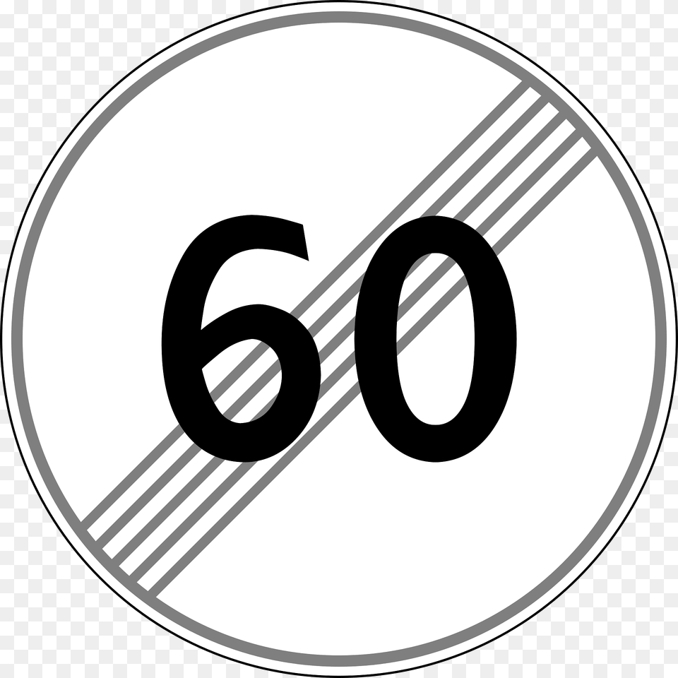 End Of Maximum Speed Limit Sign In Moldova Clipart, Symbol, Number, Text, Disk Png Image