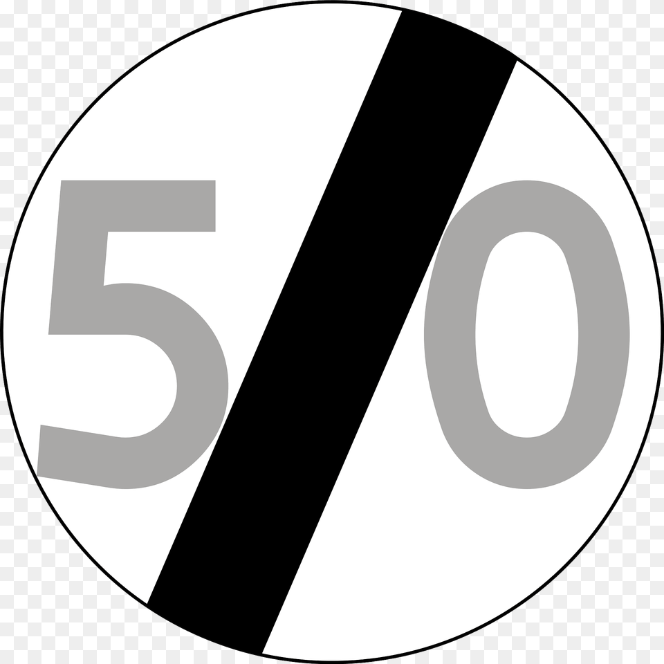End Of Maximum Speed Limit Sign In Poland Clipart, Symbol, Disk Png Image