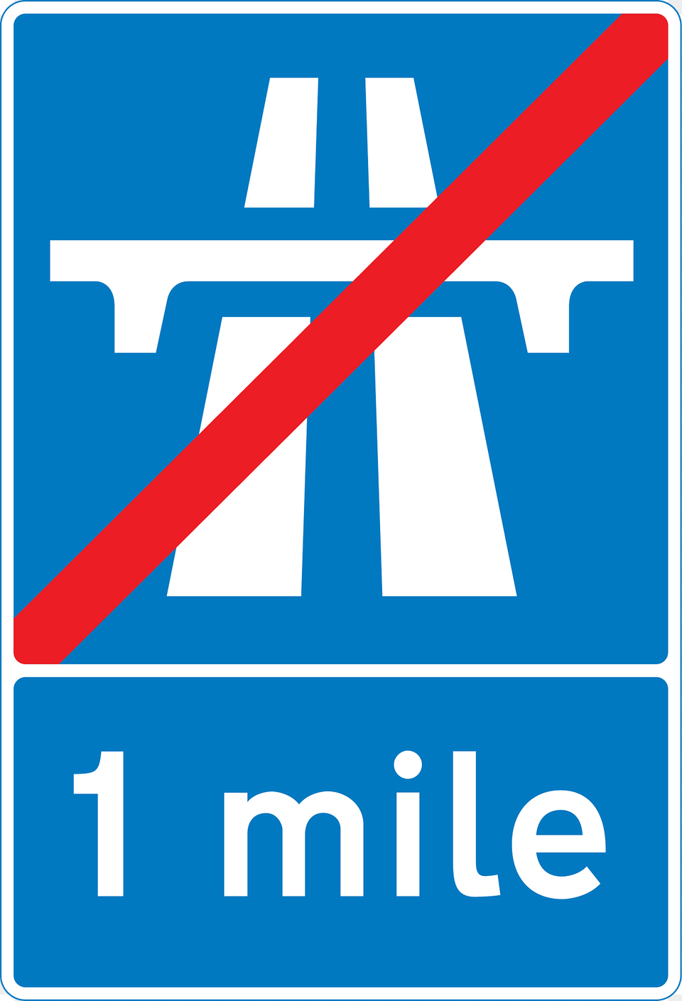 End Of Motorway Regulations Including The National Speed Limit In 1 Mile Clipart, Sign, Symbol, Road Sign Png Image