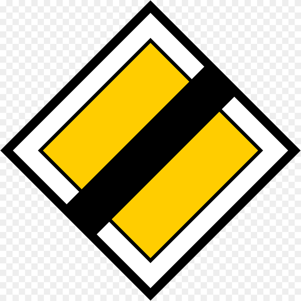 End Of Priority Road Sign In Finland Clipart, Symbol, Blackboard Png Image