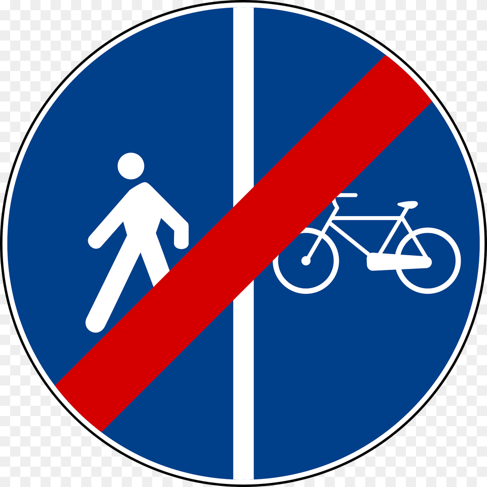 End Of Segregated Pedestrian And Cycle Path Clipart, Sign, Symbol, Bicycle, Road Sign Png