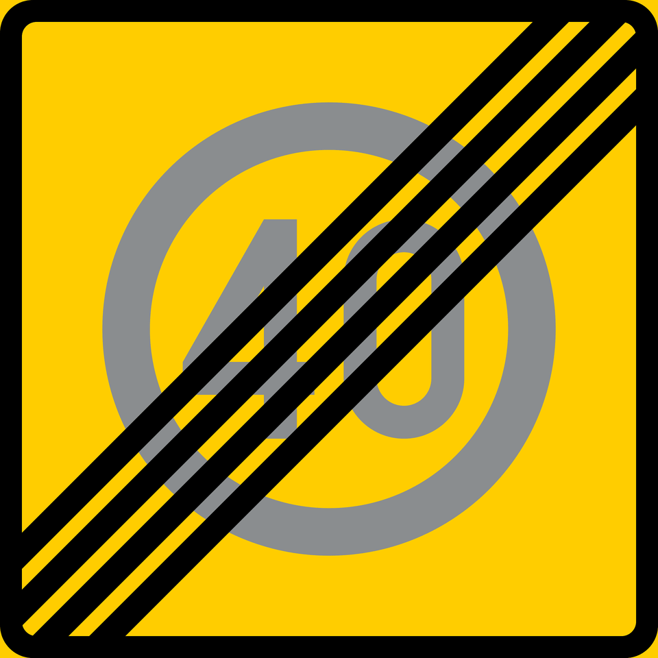 End Of Speed Limit Zone Sign In Finland Clipart, Symbol, Road Png