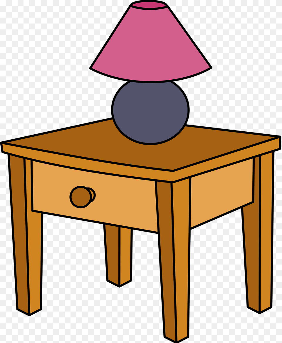 End Table With A Pink And Purple Lamp Clipart, Furniture, Table Lamp, Lampshade, Mailbox Png