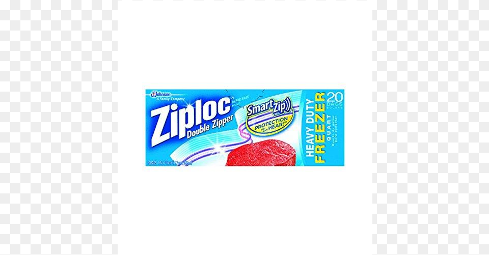 Ended American Ziploc Double Zipper Heavy Duty Quart Freezer, Gum, Business Card, Paper, Text Png Image