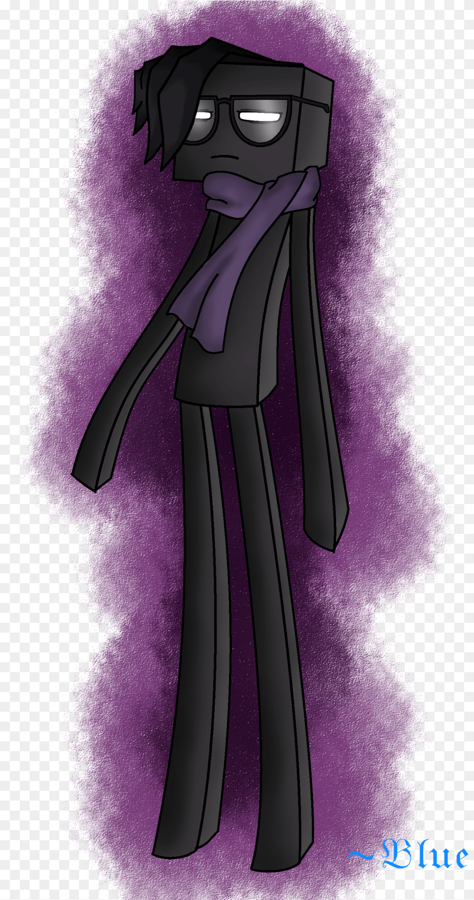 Enderman Drawing Scarf Minecraft Enderman En Anime, Purple, Fashion, Formal Wear, Adult Png