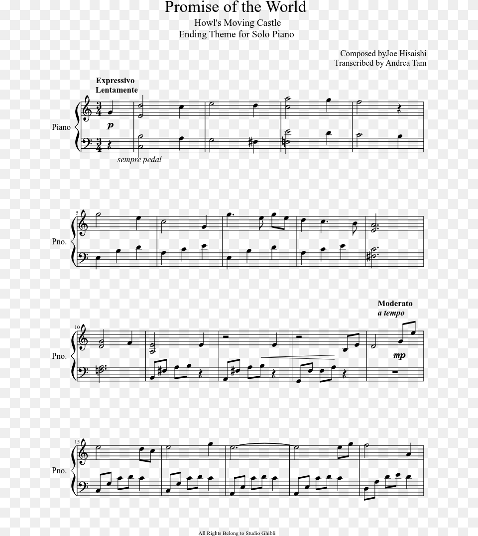 Ending Theme Of Howl S Moving Castle For Piano Katana Zero Nocturne Sheet Music, Gray Free Png Download