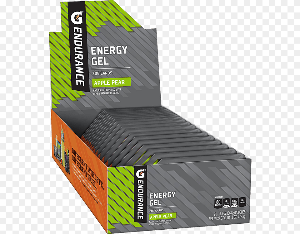 Endurance Energy Gel Apple Pear Gatorade Endurance Cardboard Packaging, Advertisement, Poster Png Image