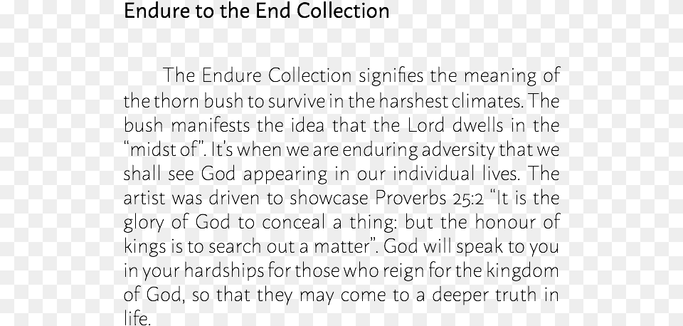 Endure To The End Collection The Endure Collection Information, Gray Png Image