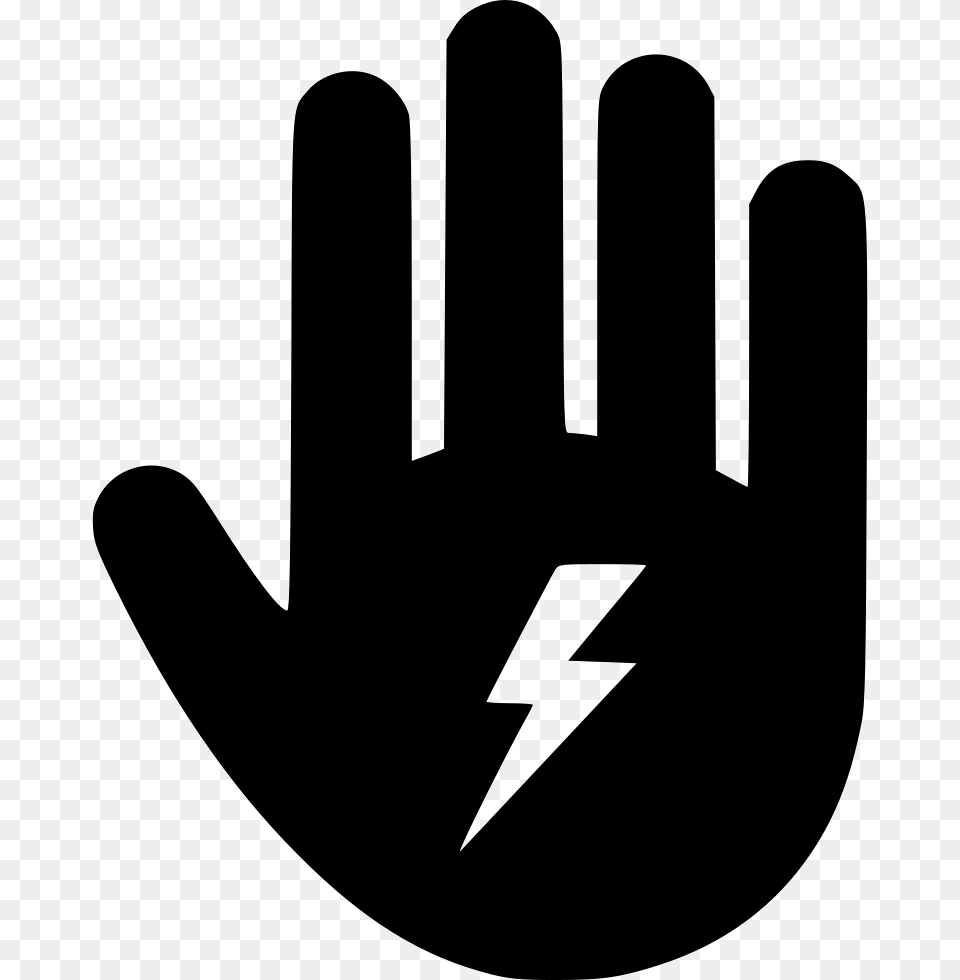 Energy Lightning Power Electric Electricity Hand Stop Power Hand Icon, Clothing, Glove, Cutlery, Fork Free Png