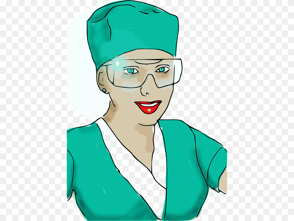 Enfermera Mujer Girll Gafas Enfermera Operacin Scrub Nurse Cartoon, Hat, Cap, Clothing, Woman Free Png