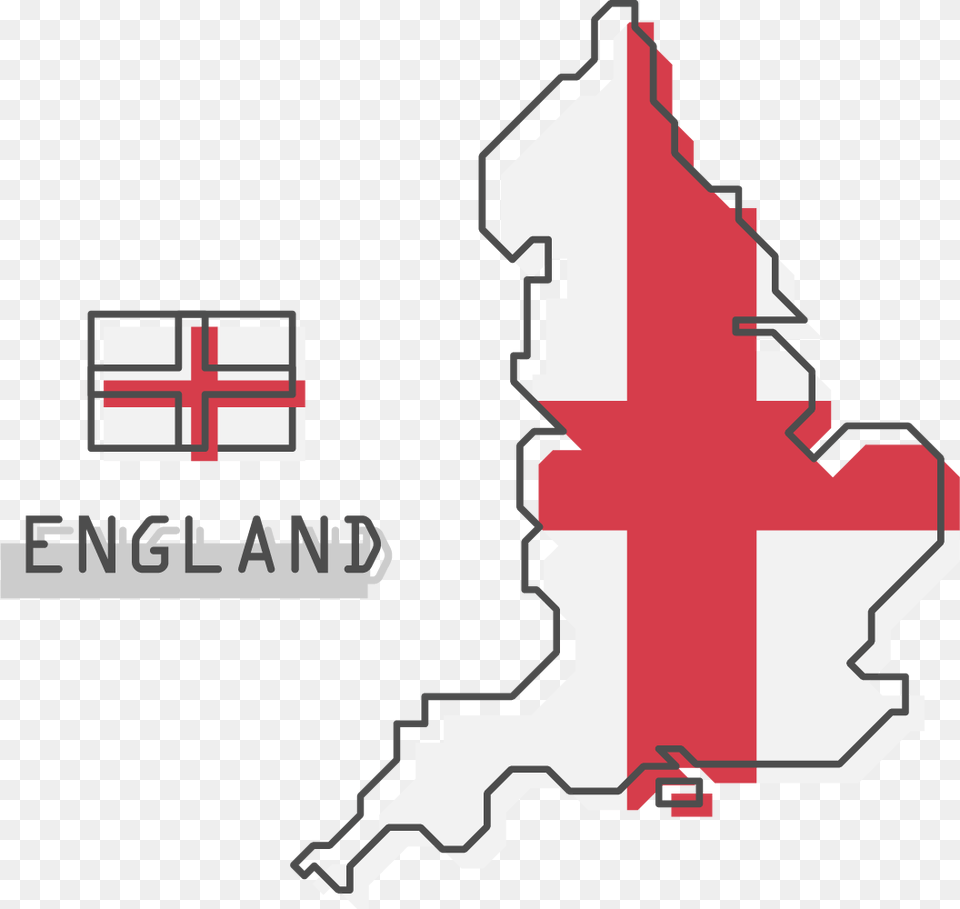 England Flag Uk Map Cartoon, Logo, Symbol, Bulldozer, First Aid Free Png Download