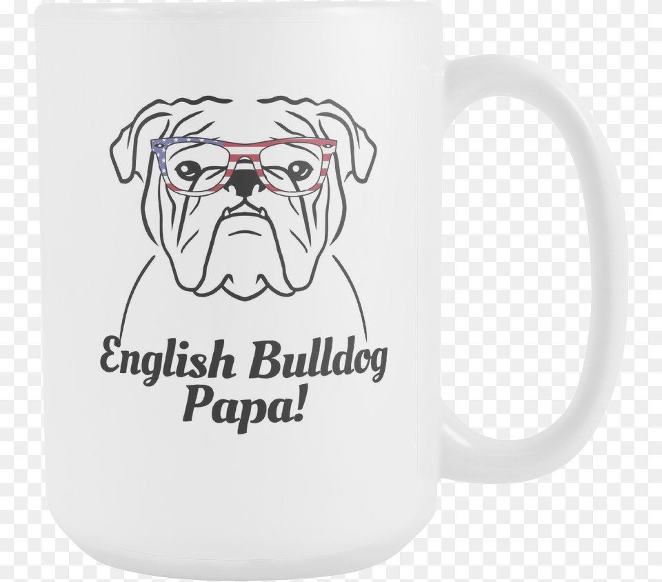 English Bulldog Papa Coffee Mug Mug, Cup, Face, Head, Person Png