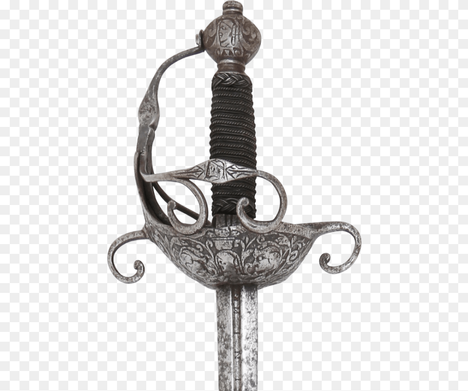 English Cup Hilt Rapier, Sword, Weapon, Blade, Dagger Png Image