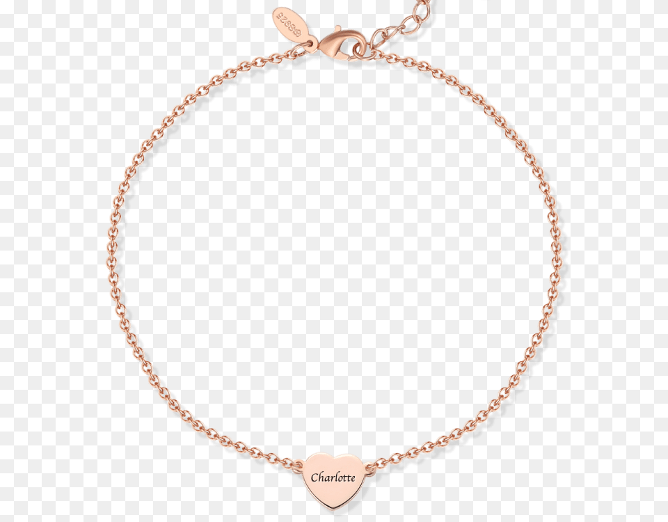Engraved Heart Anklet Rose Gold Plated Silver, Accessories, Bracelet, Jewelry, Necklace Free Transparent Png