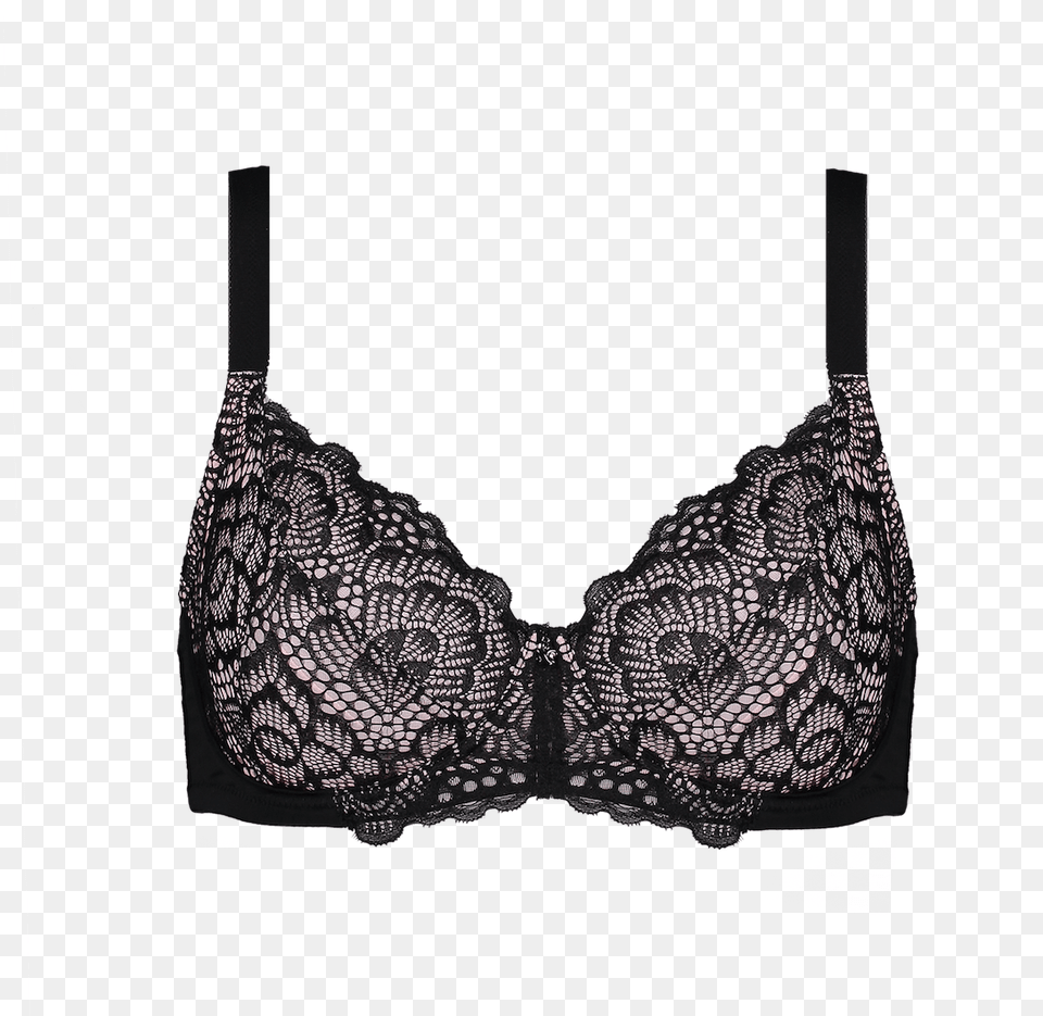 Enhanced Support Graphic Lace Bra Black Amp Pale Pink Brassiere, Clothing, Lingerie, Underwear, Accessories Png