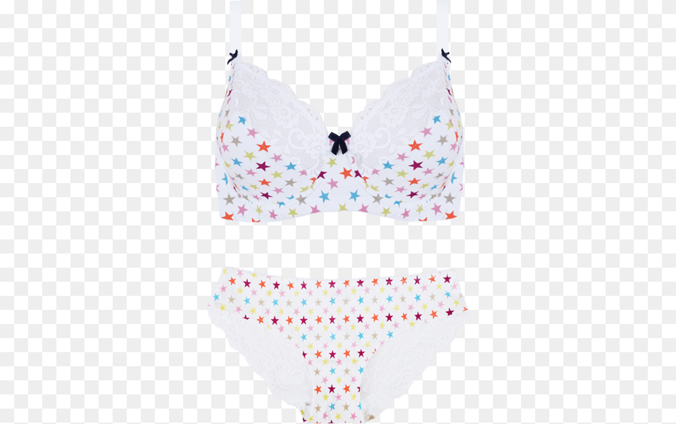 Enhanced Support Star Print Bikini Brief Set Setd04 Swimsuit Bottom, Clothing, Lingerie, Underwear, Bra Free Png Download