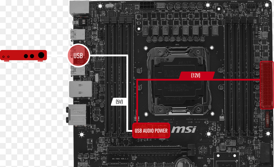 Enhances Usb Audio Quality Msi X99a Sli Plus 2011 3 Atx, Computer Hardware, Electronics, Hardware, Aircraft Png Image