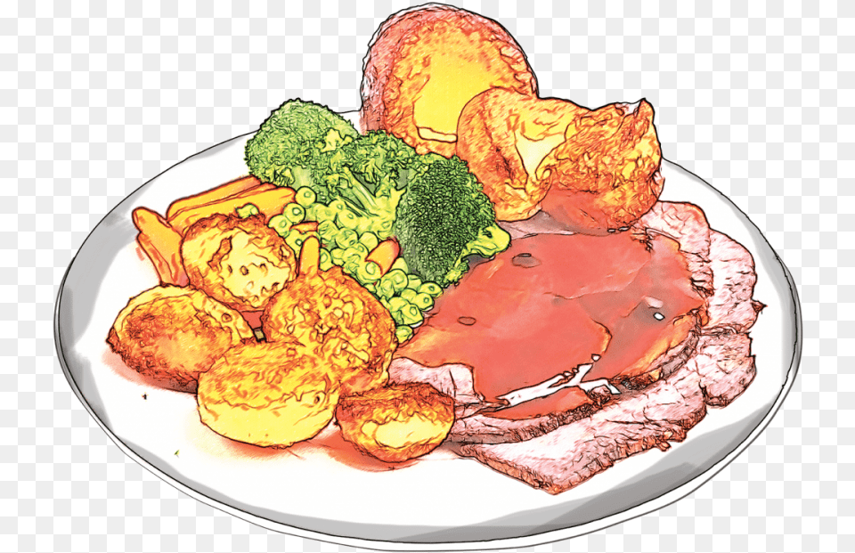 Enjoy A Lovely Roast Dinner Together With Different Sunday Lunch Clipart, Dish, Food, Meal, Platter Png Image