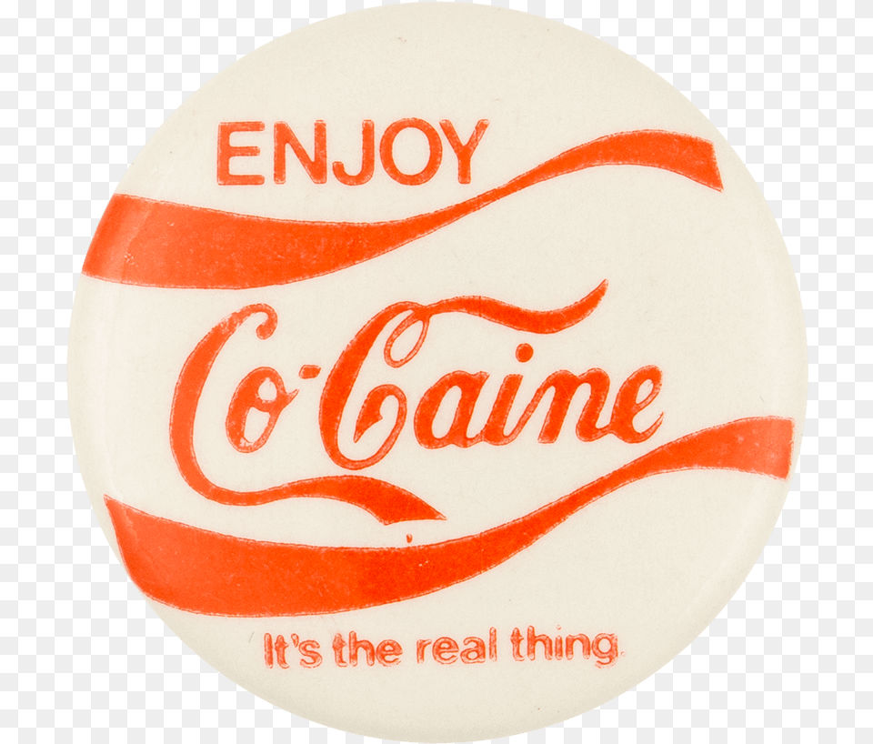 Enjoy Cocaine White Busy Beaver Button Museum Soccer Ball, Logo, Beverage, Coke, Soda Png Image