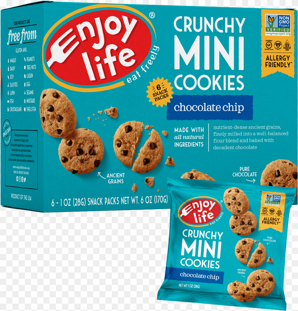 Enjoy Life Mini Crunchy Chocolate Chip Cookies, Food, Sweets, Cookie Png