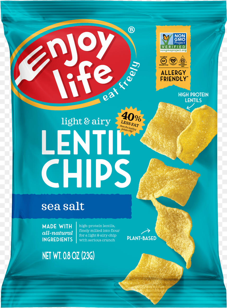 Enjoy Life Sea Salt Lentil Chips, Food, Snack, Bread Png