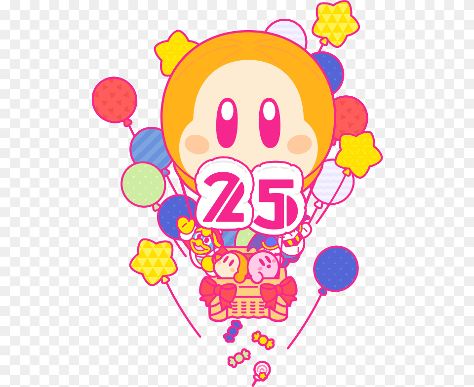 Enjoy Some New Art And Logos Starring Dream Land39s Kirby 25th Anniversary Background, Balloon, Face, Head, Person Png