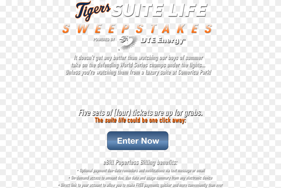 Enroll In Ebill Paperless Billing Now To Enter To Win Detroit Tigers, Advertisement, Poster Free Png