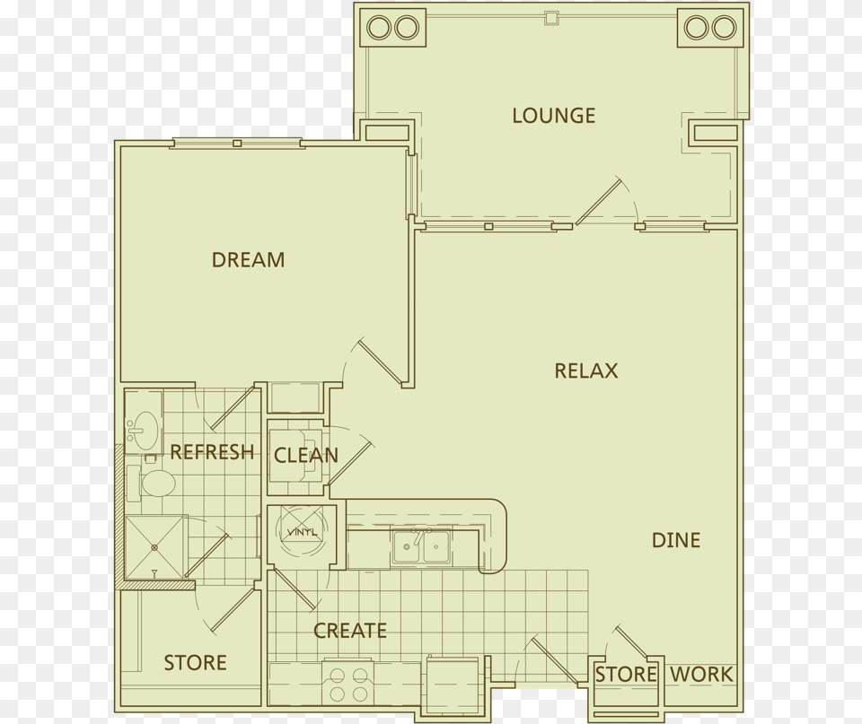 Enso 4 1 Bed, Diagram, Floor Plan Free Png