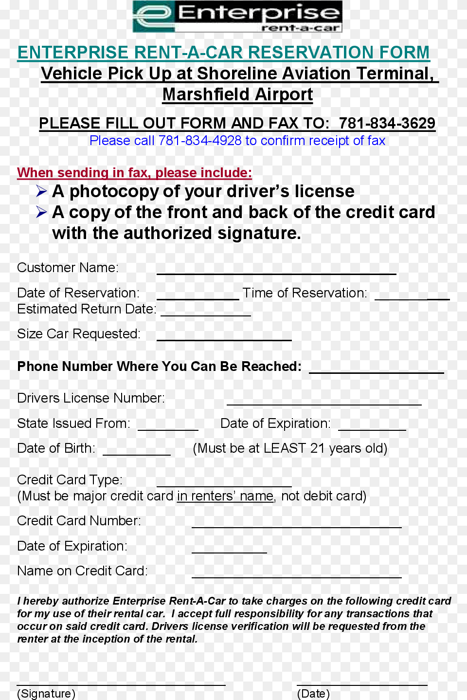 Enterprise Rent A Car Receipt Form Enterprise Rent A Car, File, Page, Text Free Png