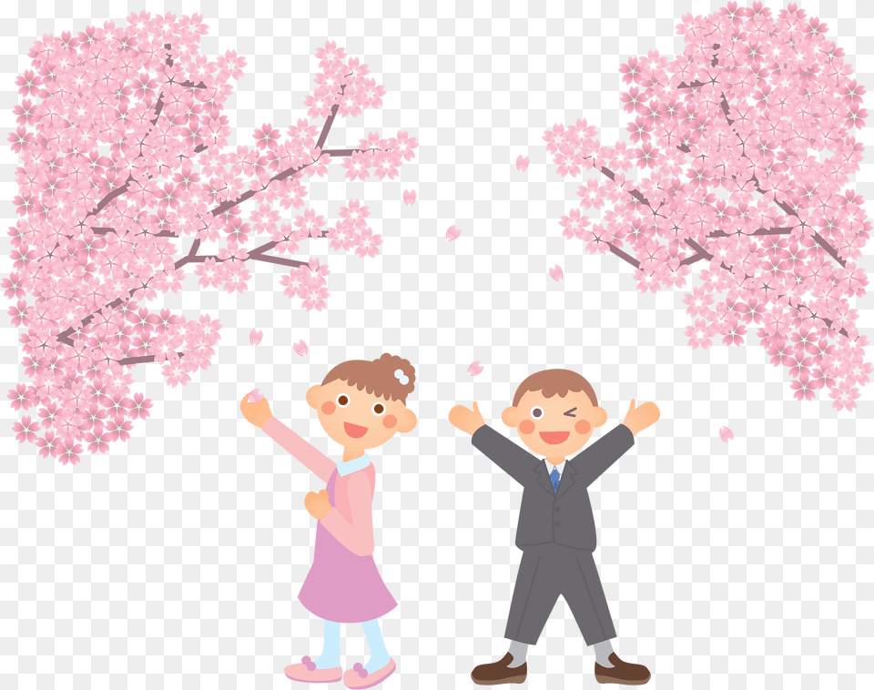 Entrance Ceremony Cherry Blossoms Clipart, Flower, Plant, Child, Female Png