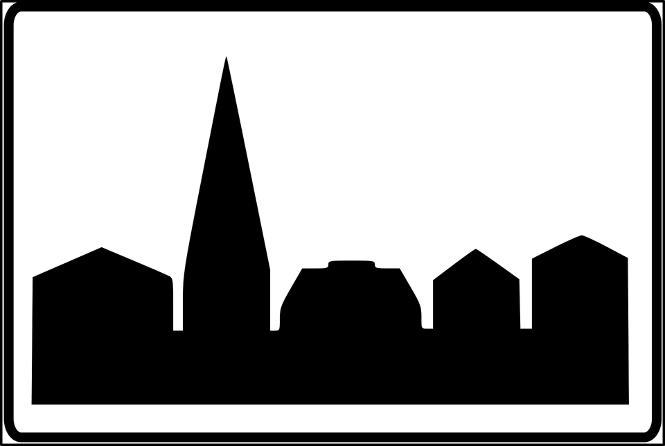 Entrance To Built Up Area Sign In Estonia Clipart, Architecture, Building, Silhouette, Spire Free Transparent Png
