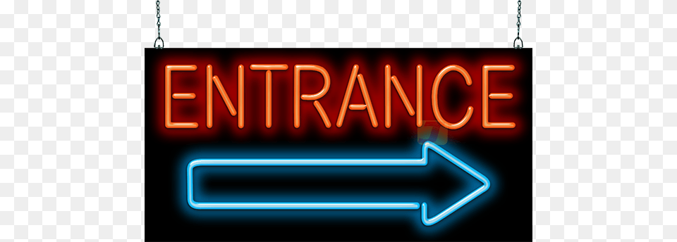 Entrance With Arrow Neon Sign Neon Sign Arrow, Light Free Png