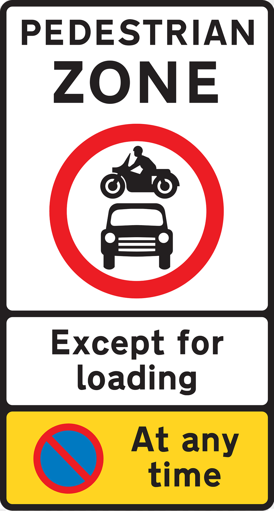 Entry To And Waiting In Pedestrian Zone Restricted Except For Loading During The Period Clipart, Symbol, Sign, Car, Vehicle Png Image