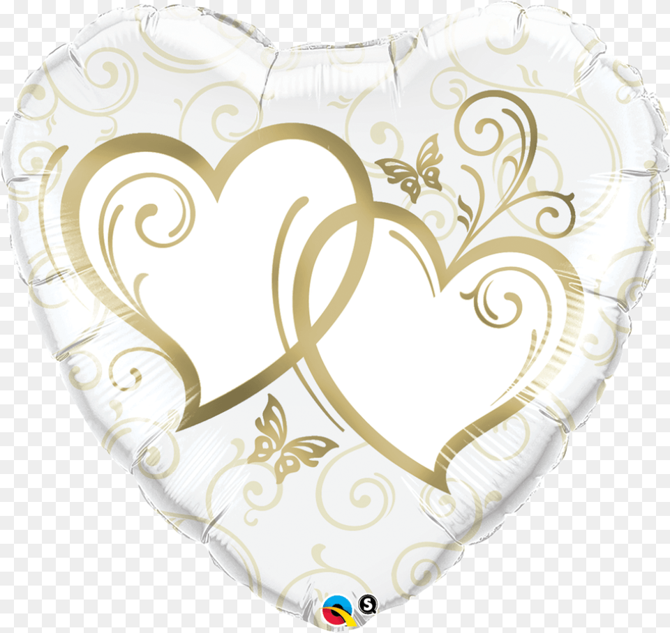 Entwined Gold Hearts Super Shape Foil Balloon Balloon Qualatex 36 Inch Shaped Foil Balloon Entwined Hearts, Cushion, Home Decor, Art, Porcelain Free Png