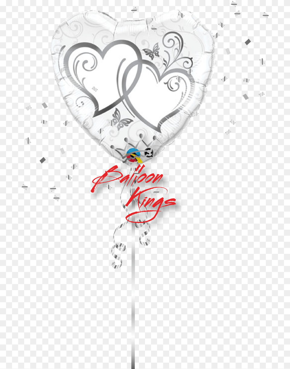 Entwined Silver Hearts Decorative, Food, Sweets, Balloon, Candy Png Image
