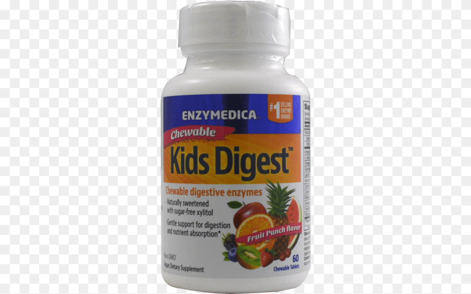 Enzymedica Kids Digest Fruit Punch 60 Chewable Tablets Enzymedica Kids Digest Chewable Digestive Enzymes, Plant, Herbal, Herbs, Citrus Fruit Png Image