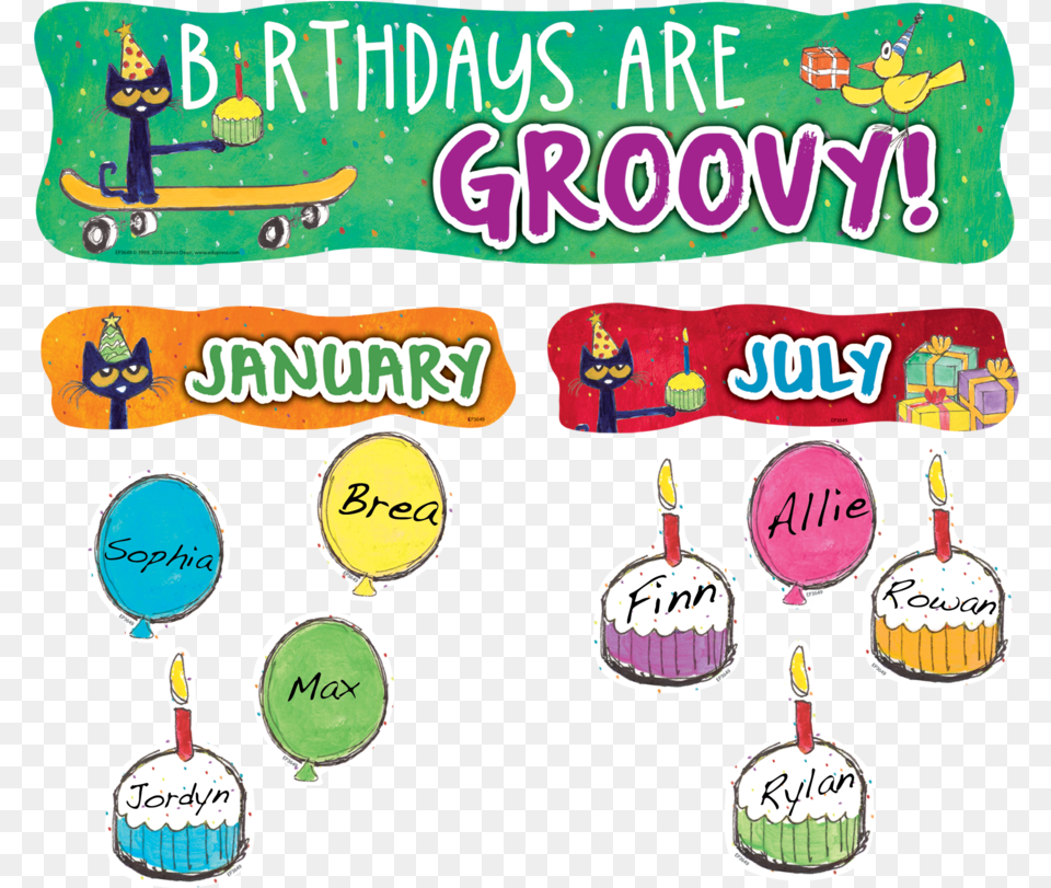 Ep Pete The Cat Groovy Bday Mini Bbs Birthday Pete The Cat, Birthday Cake, Cake, Cream, Dessert Png