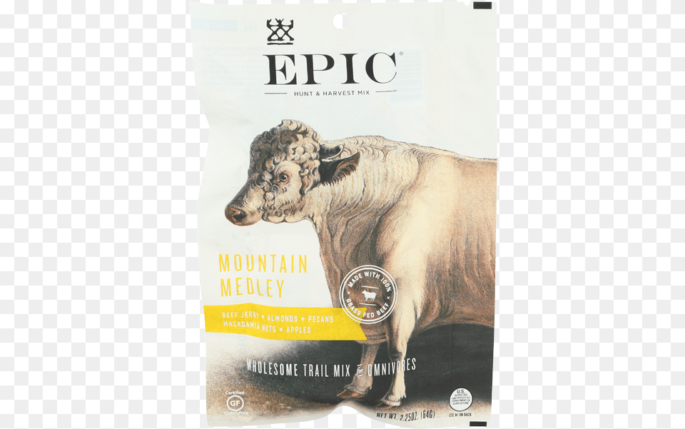 Epic Beef Jerky Mountain Medley Trail Mix Bag 2 Epic Hunt Amp Harvest Mix Mountain Medley, Animal, Bull, Mammal, Cattle Png