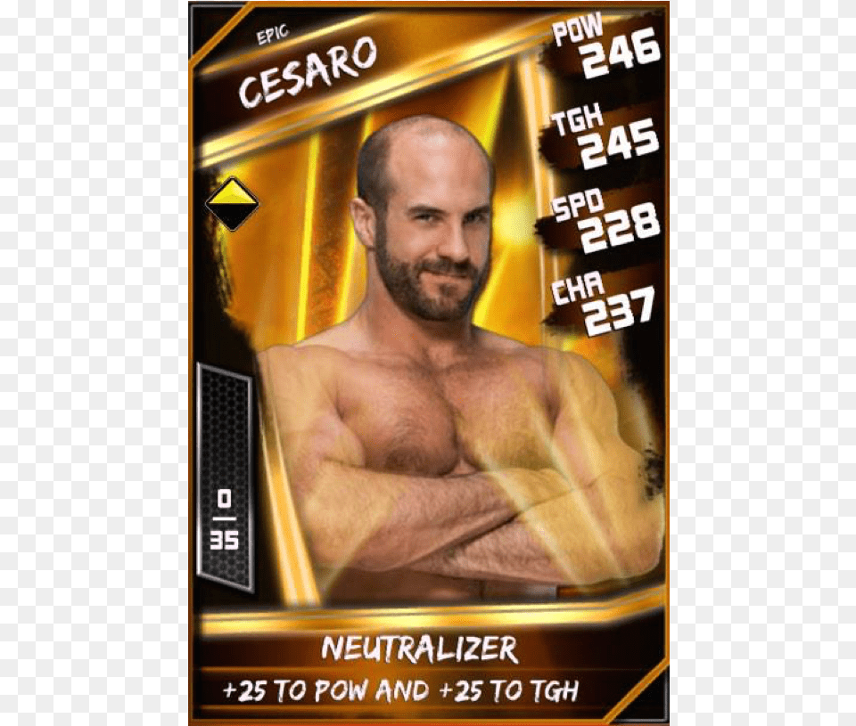 Epic Cesaro Barechested, Advertisement, Beard, Face, Head Png Image