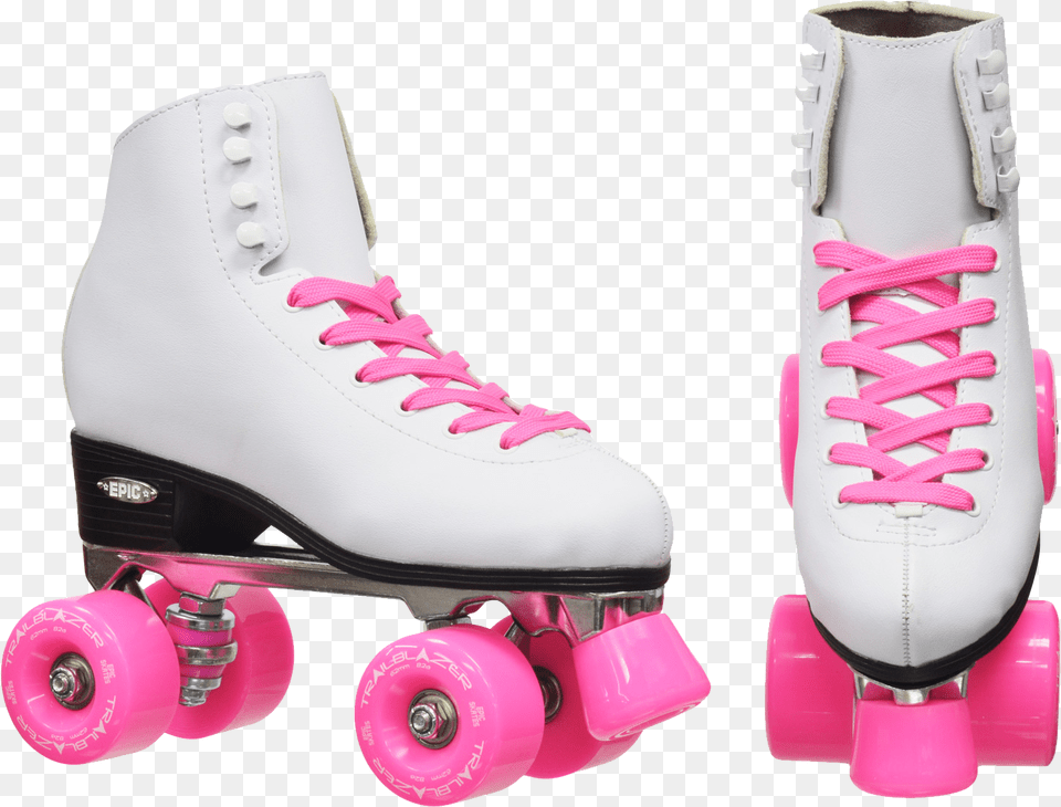 Epic Classic White And Pink Roller Skatesdata Zoom Roller Skates Rubber Wheels, Clothing, Footwear, Shoe, Skating Free Png
