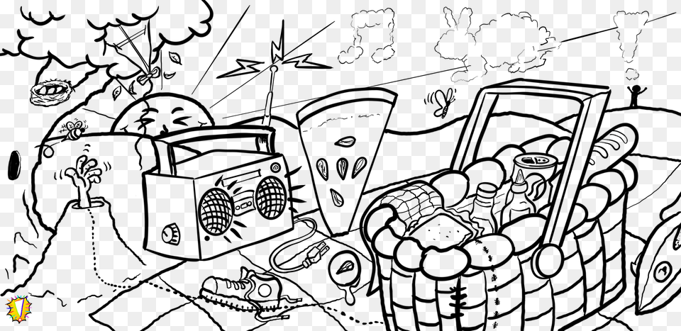 Epic Picnic Doodle Line Art, Lighting Free Png Download